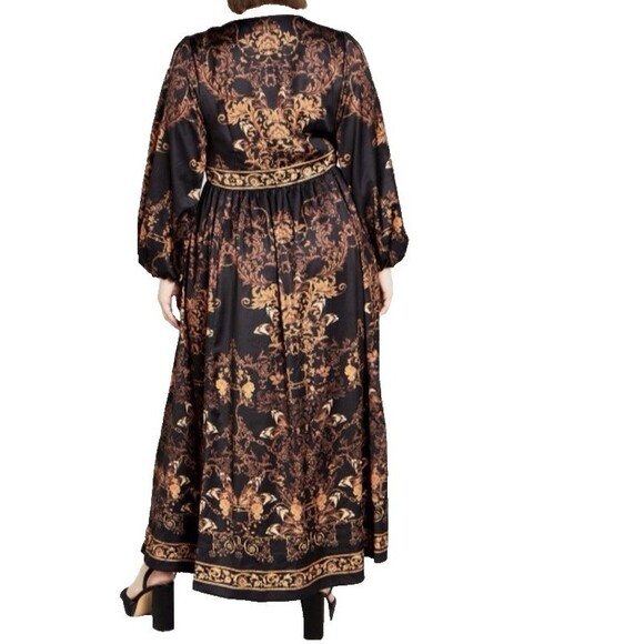 City Chic Ivanna Maxi Dress Black Gold‎ Scarf Print Plus 22 XL Boho Romantic NWT - Picture 12 of 16